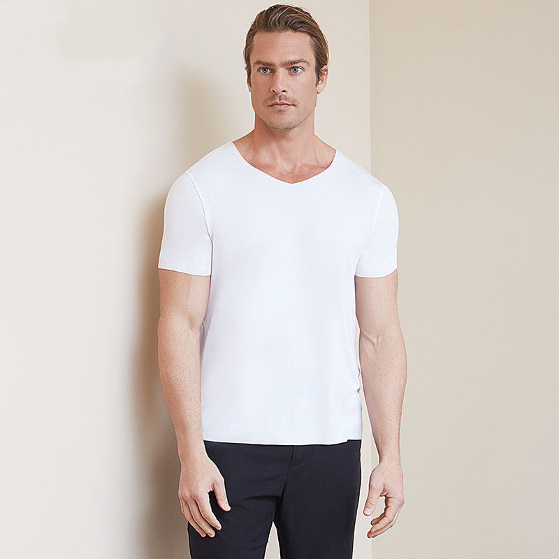 Men's Casual Modal Solid Color Short Sleeve Shirt