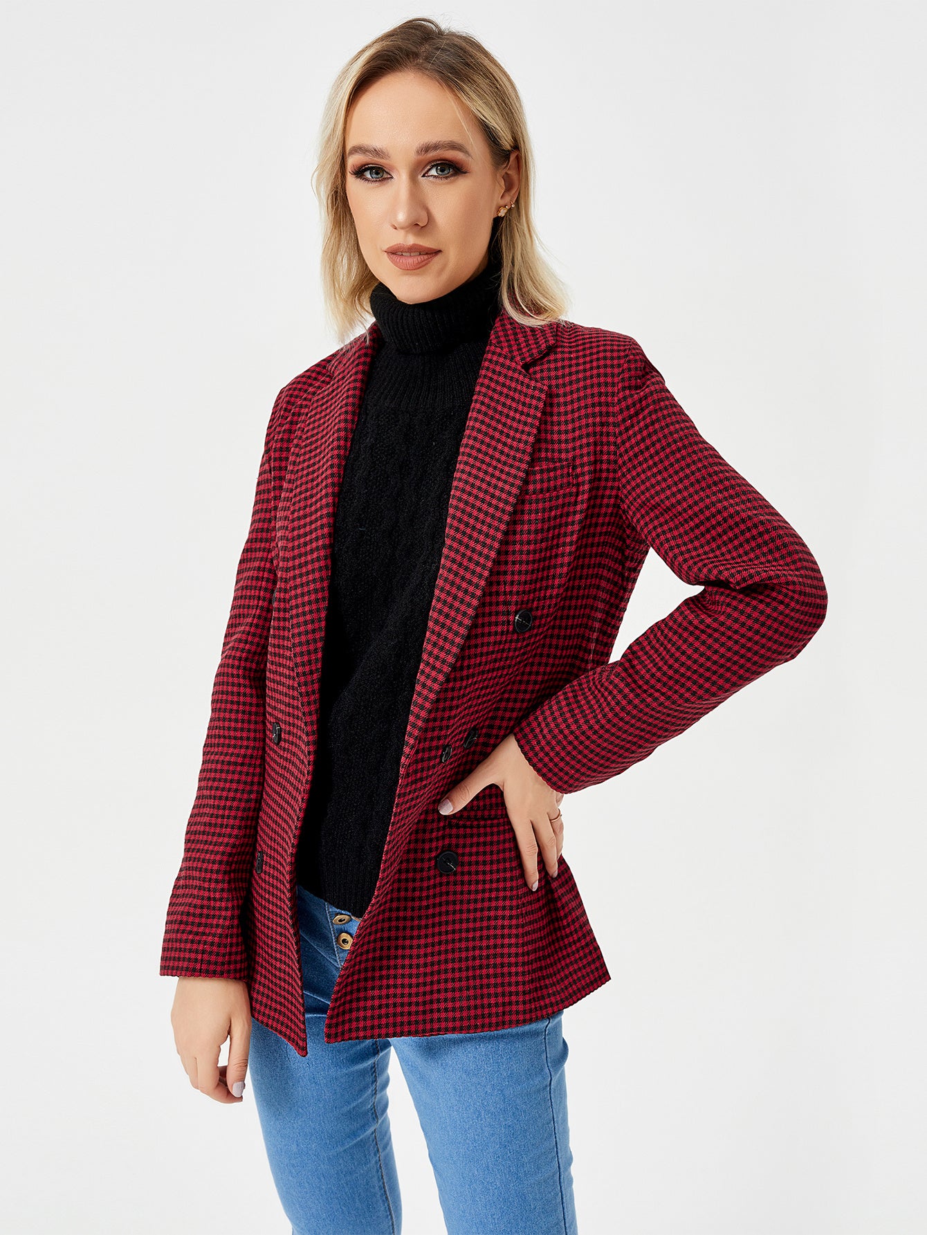 Veste blazer décontractée pour femme, manches longues, style bureau, col à revers