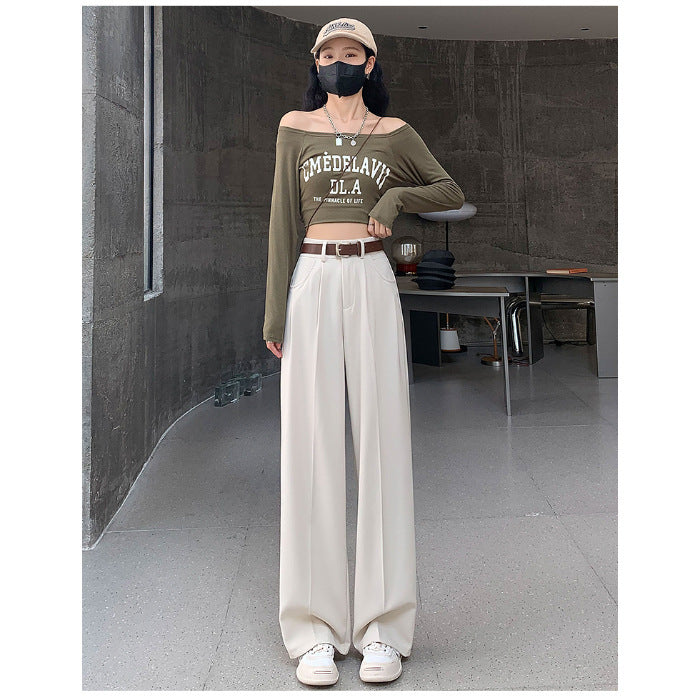 High Waist Straight Leg Suit Pants for Women