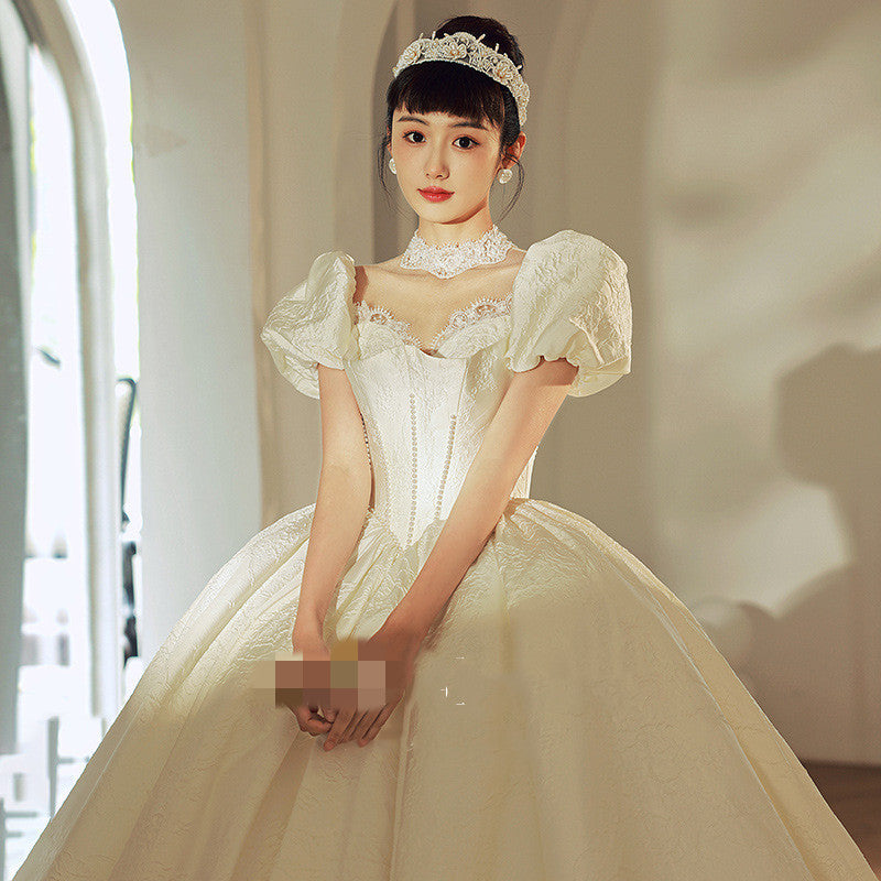 Vintage French Satin Bridal Wedding Dress