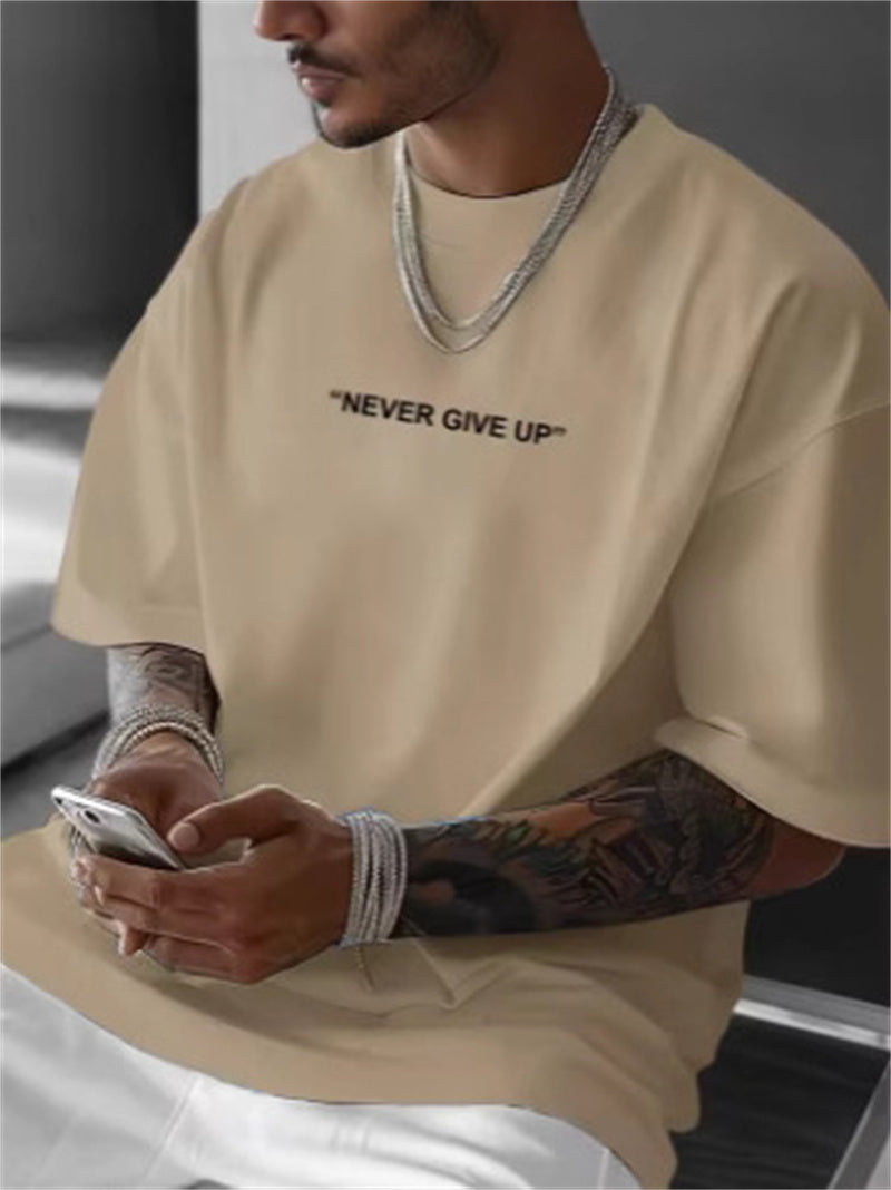 Summer Men's Loose Plus Size Print Round Neck Short Sleeve T-shirt