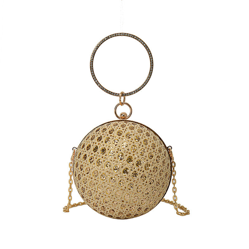 Women's Small Round Crossbody Bag with Chain Strap