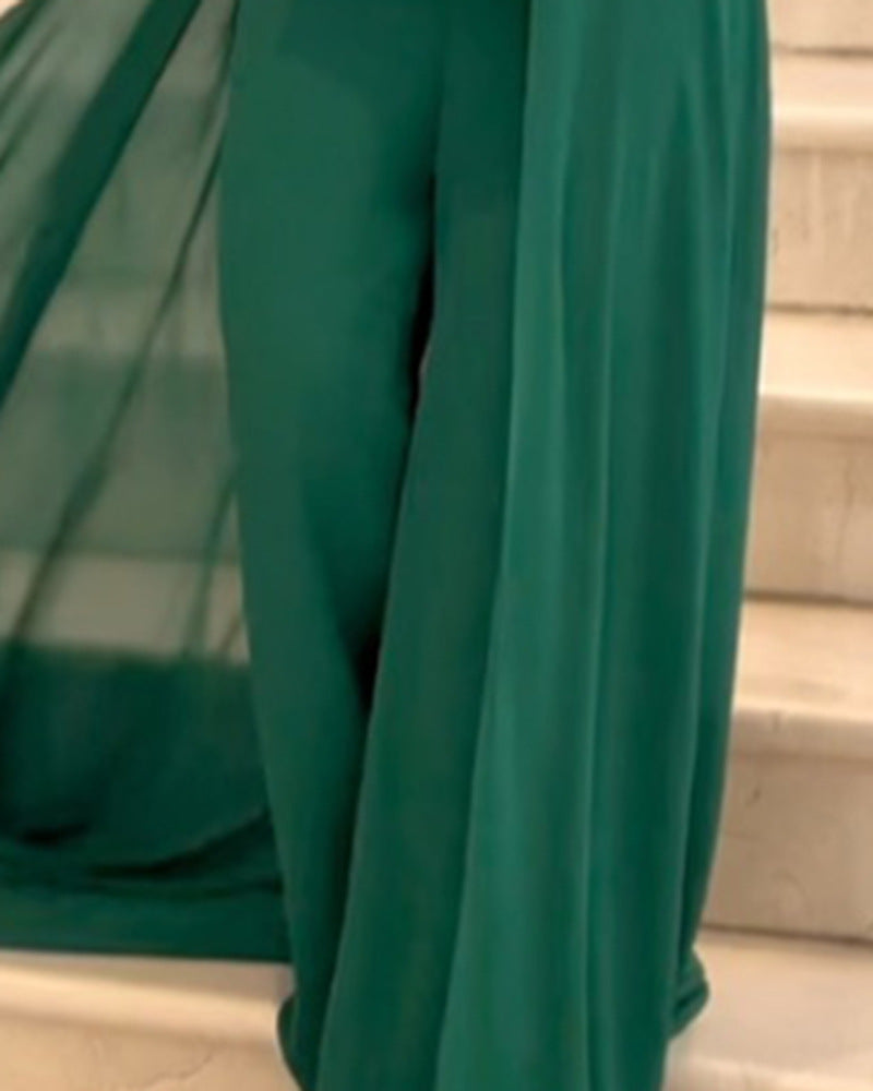 Combinaison moulante longue femme coupe trapèze à dos nu