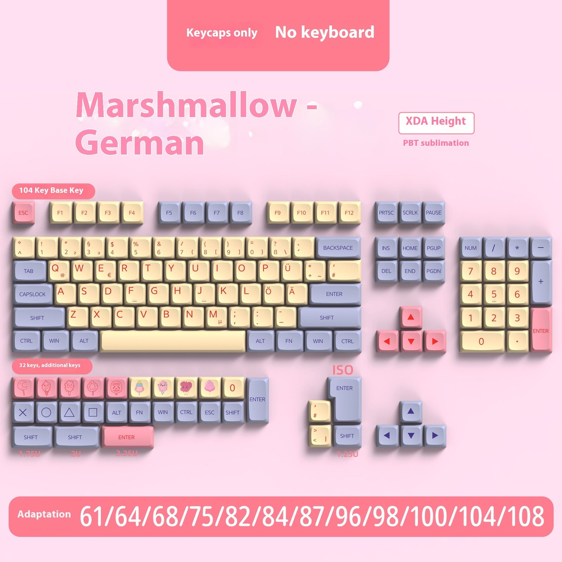 PBT Sublimation Mechanical Keyboard Keycaps Set - 136/139 Keys, Multiple Languages