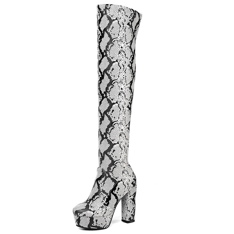 Bottes cuissardes à talons hauts compensés pour femmes
