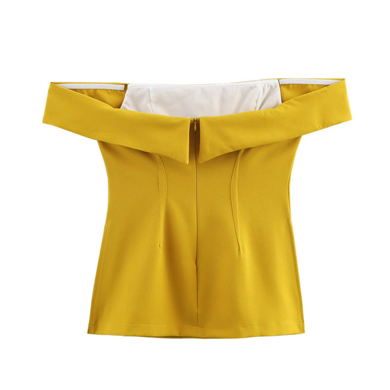 European American Women's Fashion Off Shoulder Side Slit Top with Bell-Bottom Pants