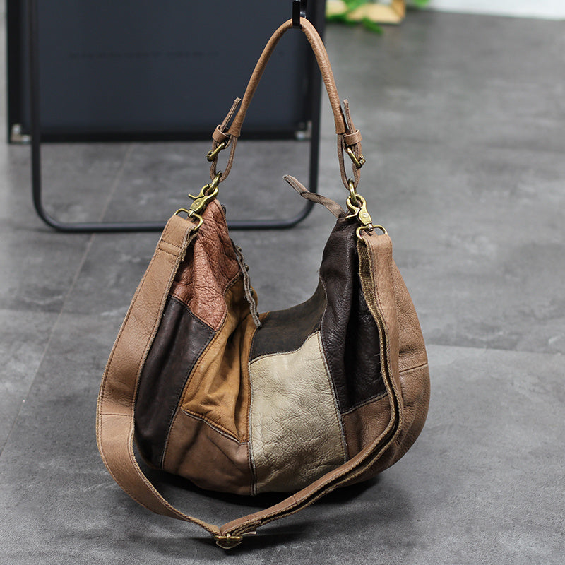 Cowhide Leather Casual Crossbody Bag with Zipper Closure