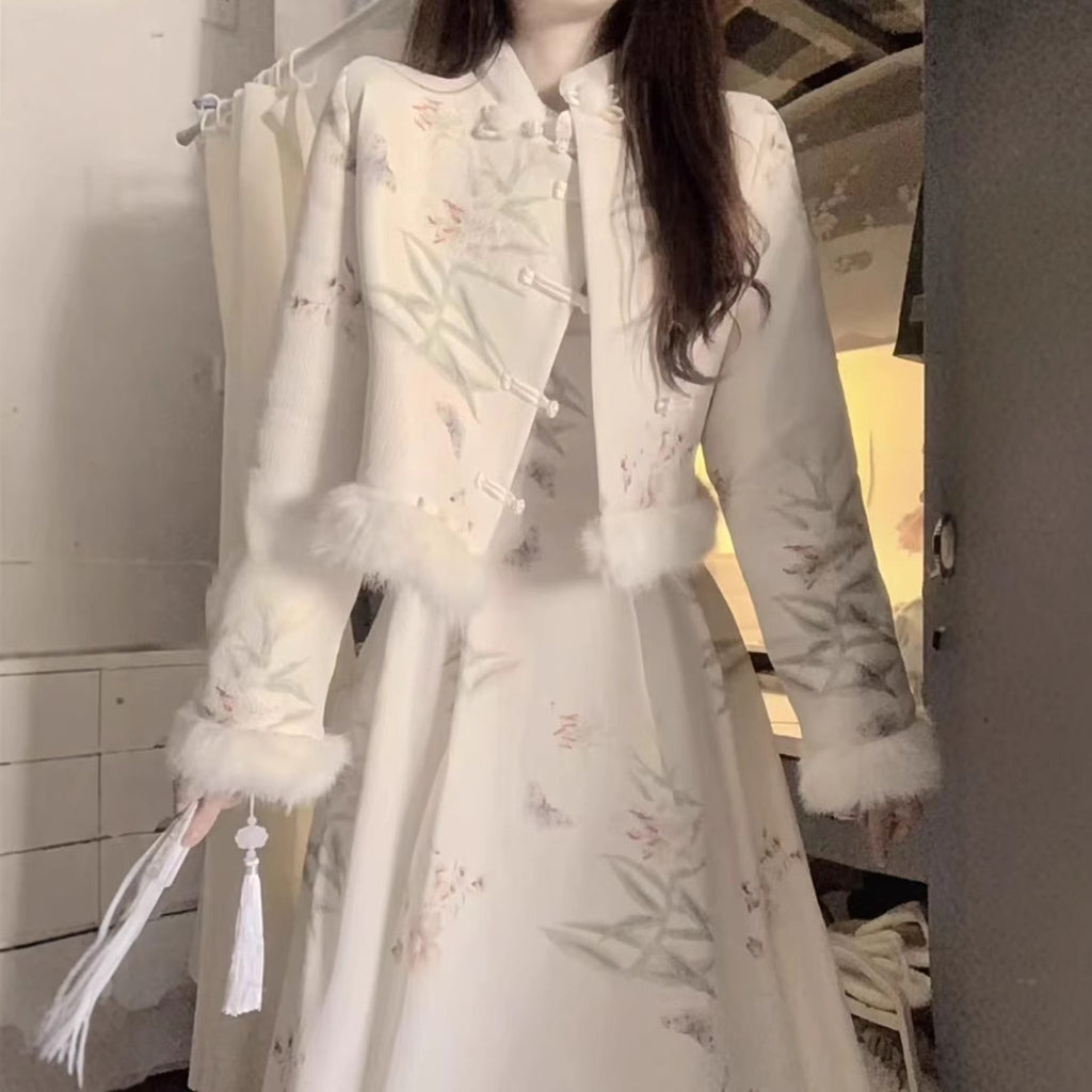 Ensemble Jupe-tailleur Géométrique Rétro Épais Chaud de Haute Qualité