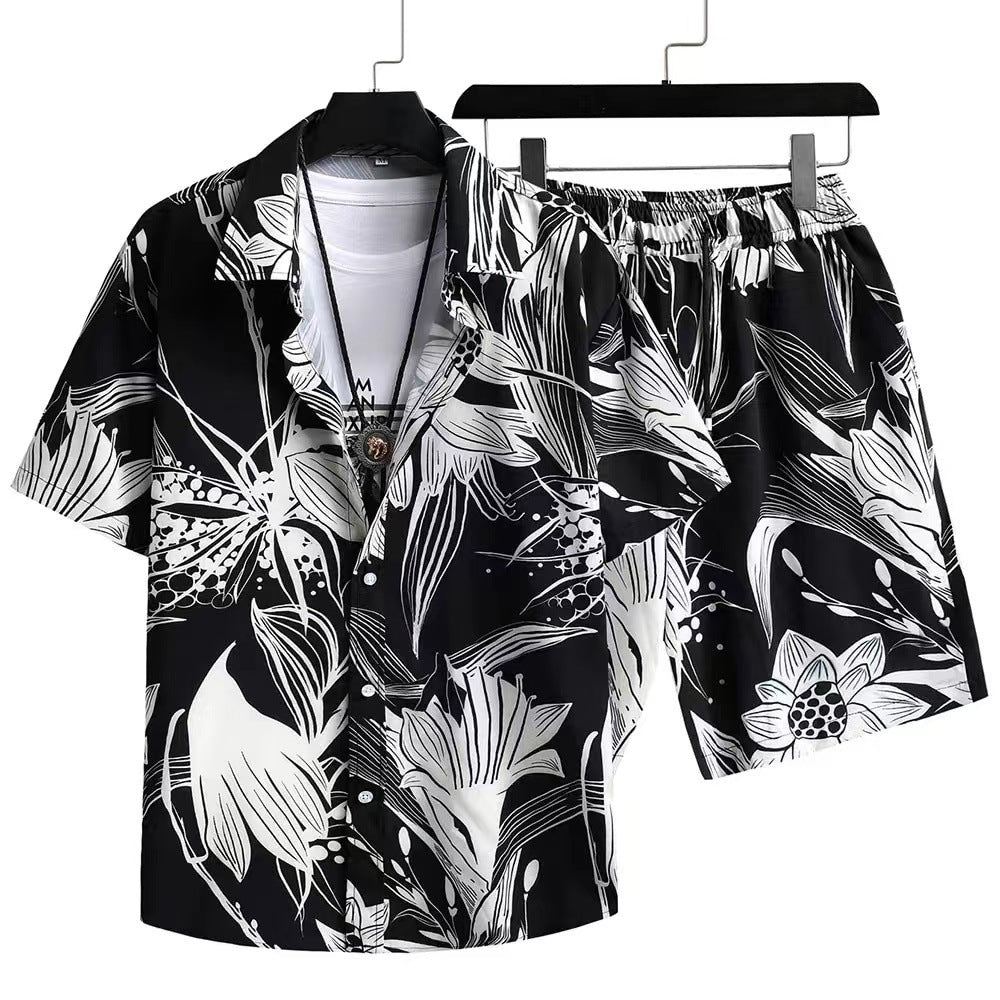 Men's Plus Size Casual 3D Digital Print Short Sleeve Hawaii Suit