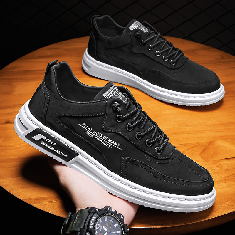 Men Sneakers Lace-up Letter Print Platform Canvas Shoes
