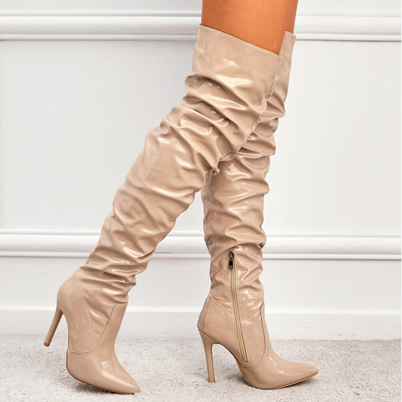 Bottes de soirée cuissardes à talons aiguilles pour femmes