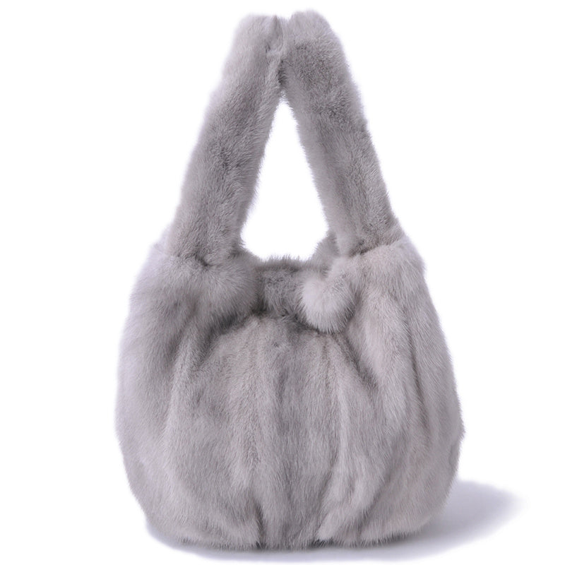 Whole Mink Fur Wrap Soft Surface Messenger Bag 33cm