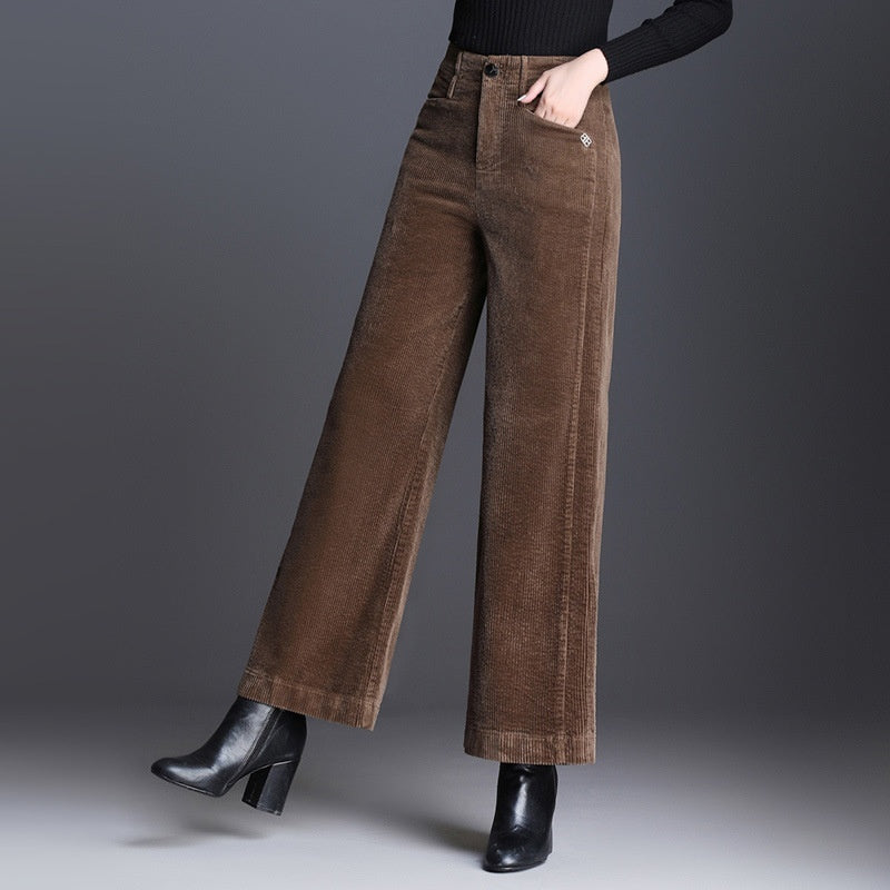 Women's Loose-Fit Velvet-Lined High Waist Casual Pants