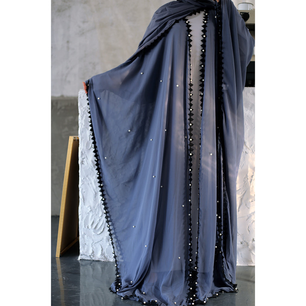 Loose Lace-Up Long Sleeve Chiffon Cardigan Robe for Middle Eastern Women
