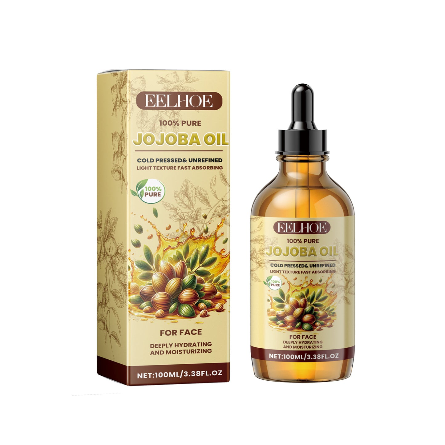 Huile de jojoba EELHOE pour le visage - Hydratante, éclaircissante et raffermissante
