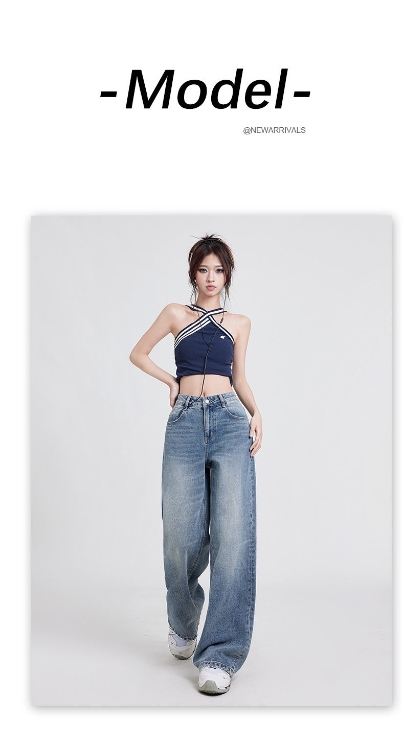 Women's High Waist Wide Leg Straight Baggy Jeans