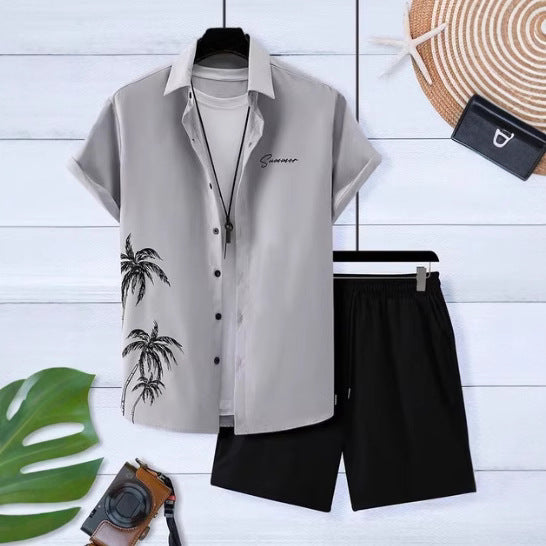 3D Digital Print Short Sleeve Shirt and Shorts Set