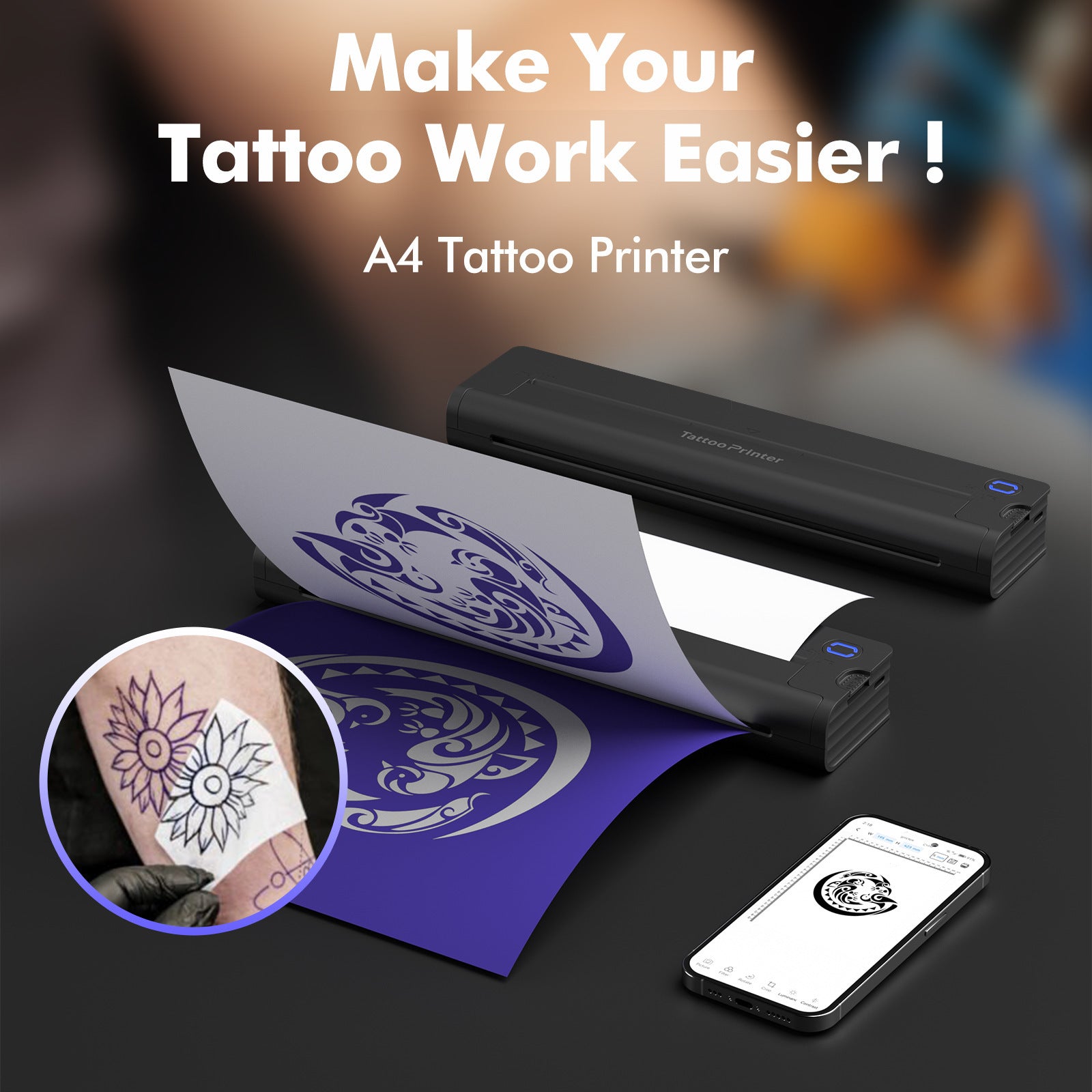 Bluetooth Thermal Tattoo Printer for Mobile Phones with USB Interface