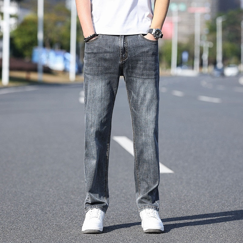 Thin Stretch Denim Tapered Business Casual Trousers