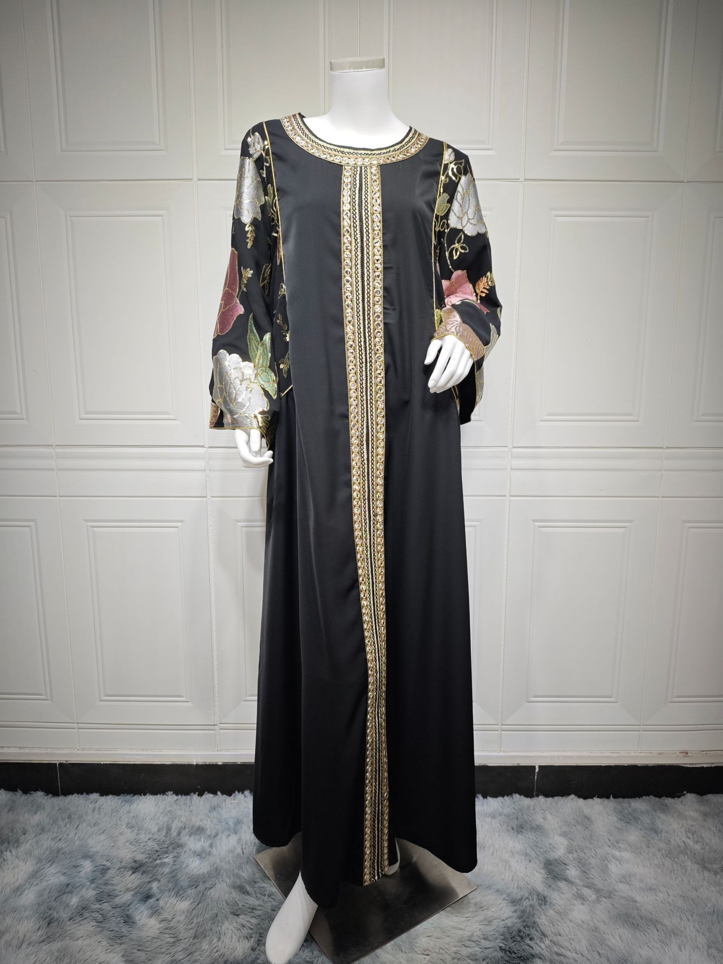 Elegant Abaya Dress Sequin Embroider Sequined Women's Clothing