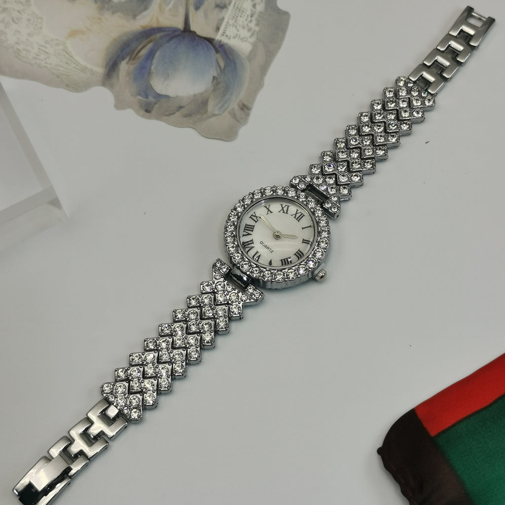 Diamond-Studded Starry Sky Quartz Watch Bracelet for Women – Gold, Rose Gold, Silver, 27mm Dial