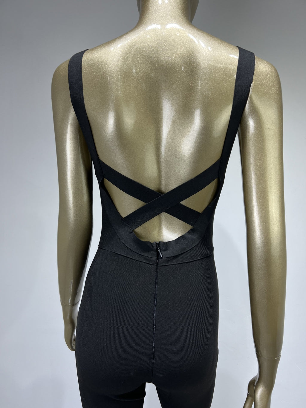 Combinaison bandage taille haute dos nu - Noir, sans manches, style urbain