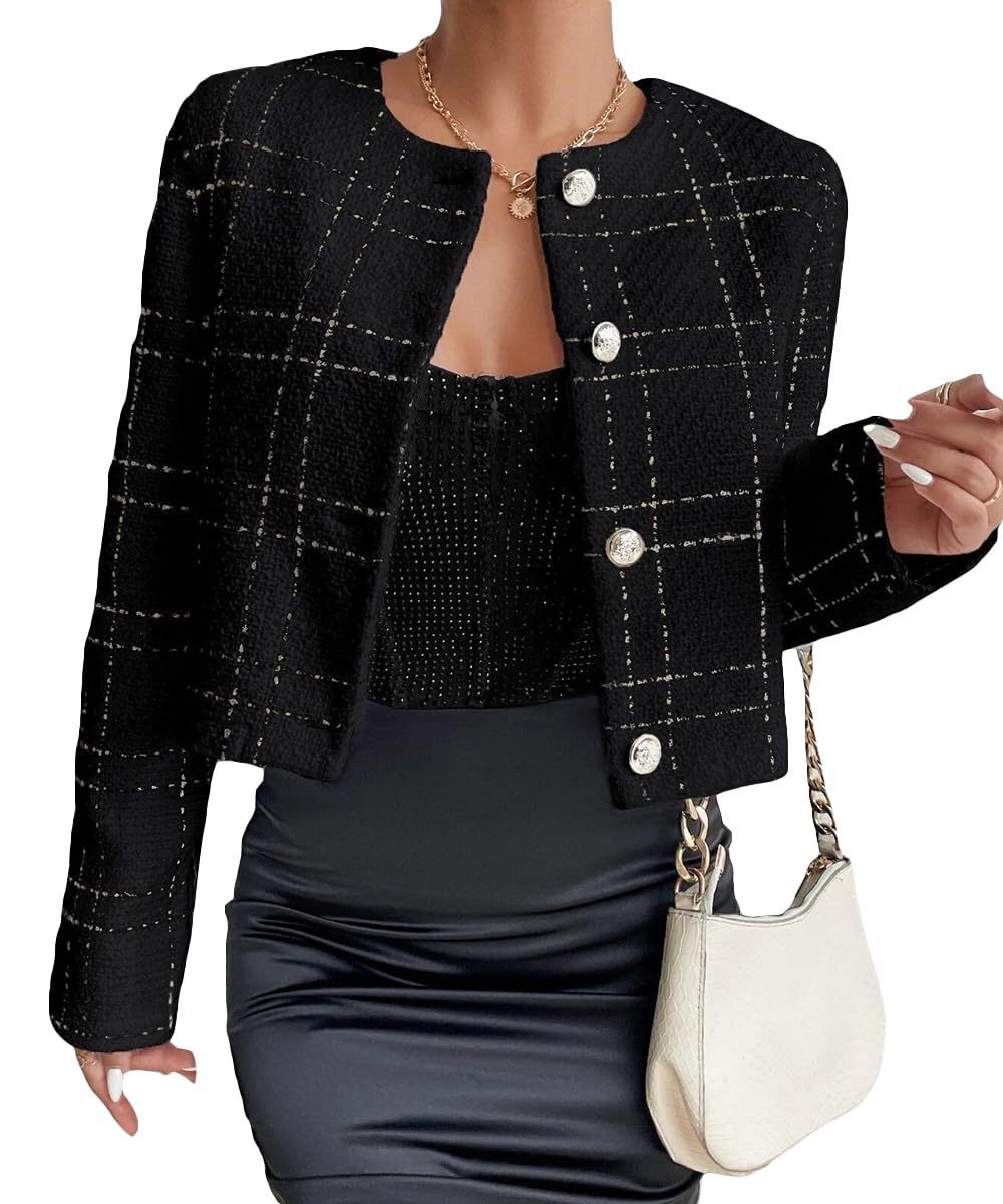 Veste boutonnée classique à carreaux pour femme, disponible en plusieurs coloris