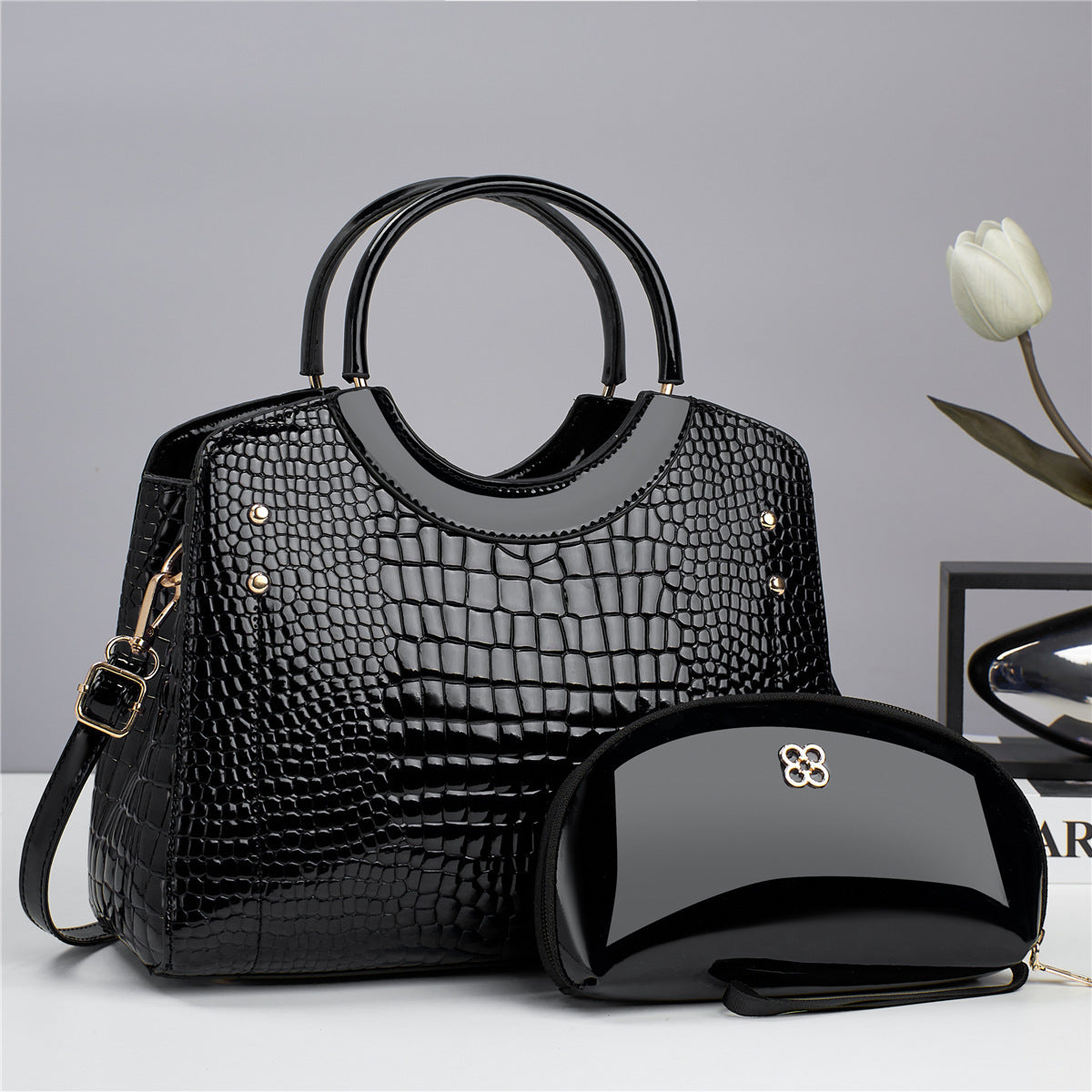 Trendy Mother & Child PU Crossbody Shoulder Bag with Chain Lock