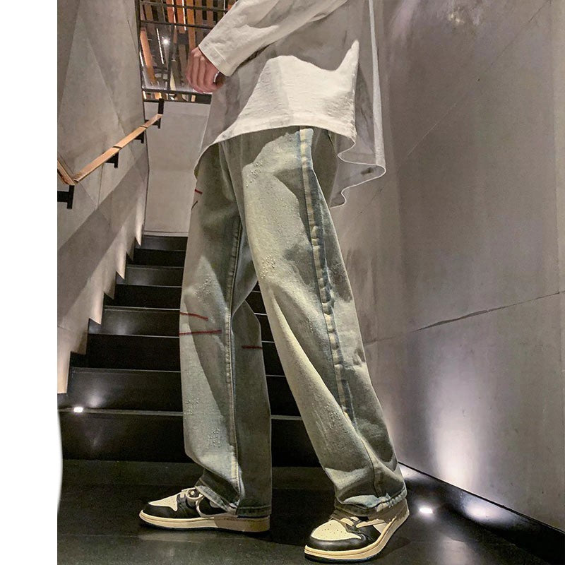 American Loose Straight Khaki Jeans for Men M-3XL