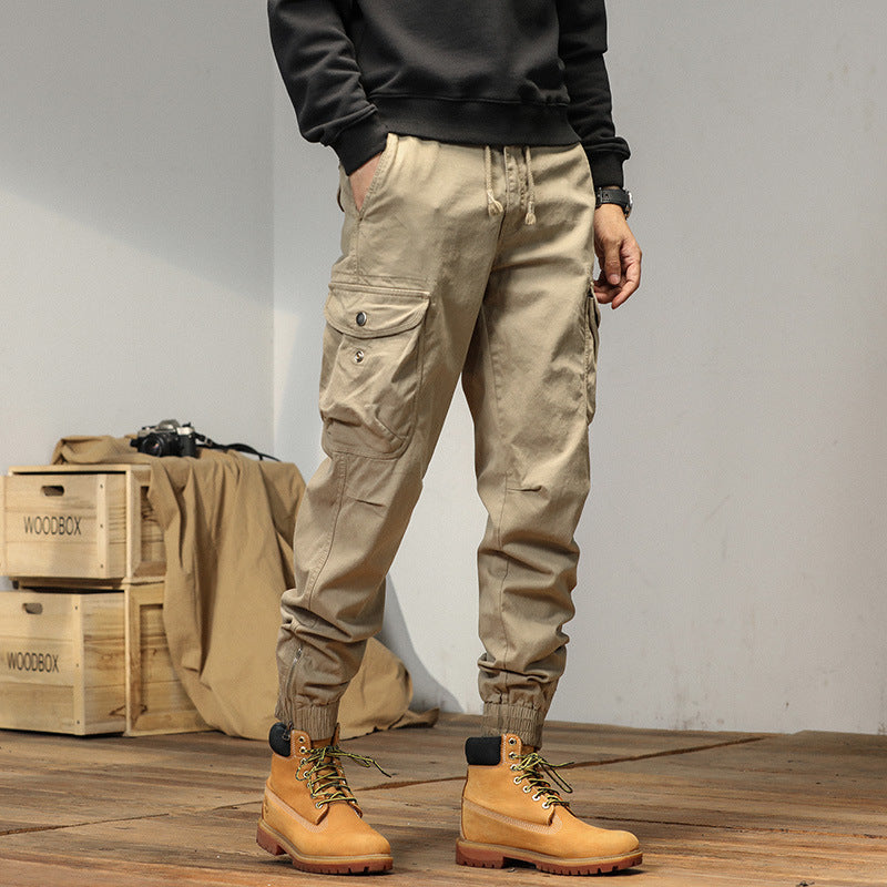 Pantalon décontracté d'été pour homme, coupe ample avec liens aux chevilles