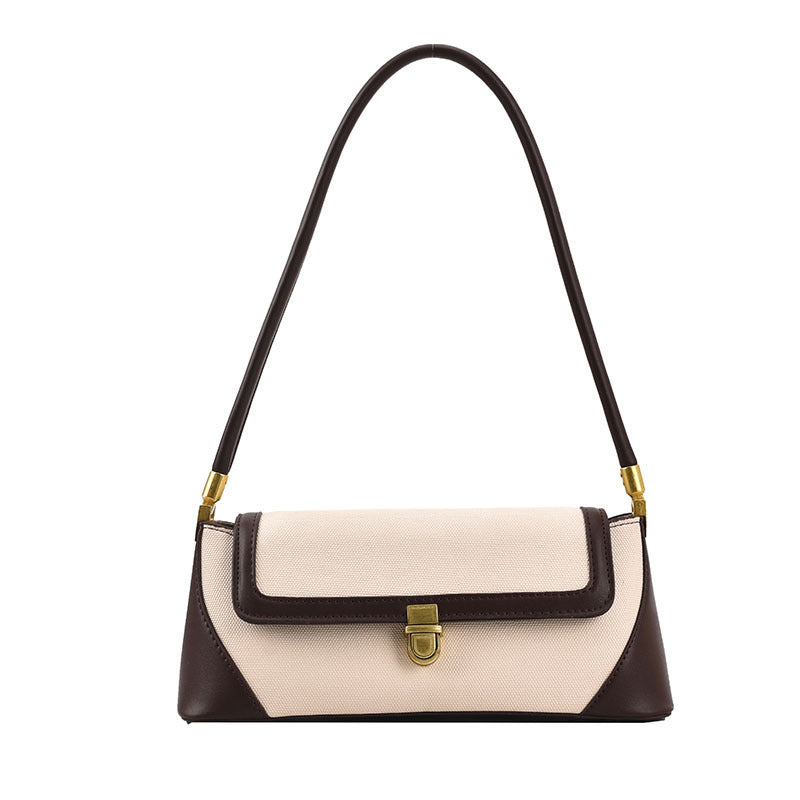 Frosted Color Matching Houndstooth Fashion Baguette Bag for Women