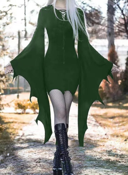 Medieval Forest Elven Pixie Costume for Women Hooded Nienna Dress Halloween Party
