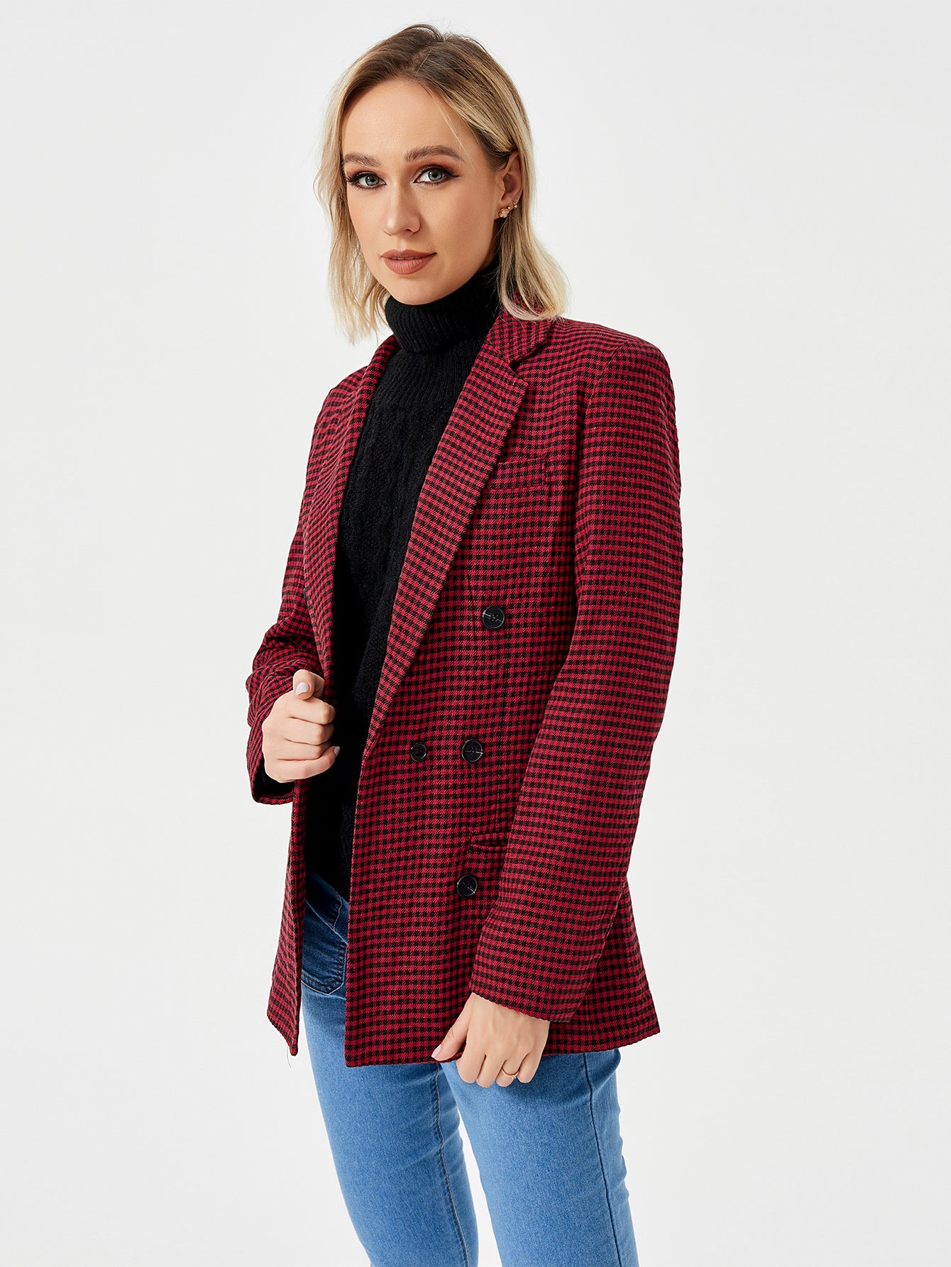 Veste blazer décontractée pour femme, manches longues, style bureau, col à revers