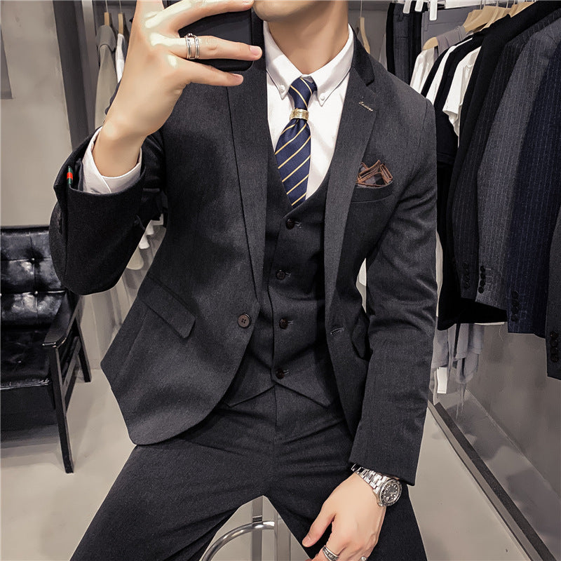 Slim Fit Business Best Man Three-Piece Suit Set