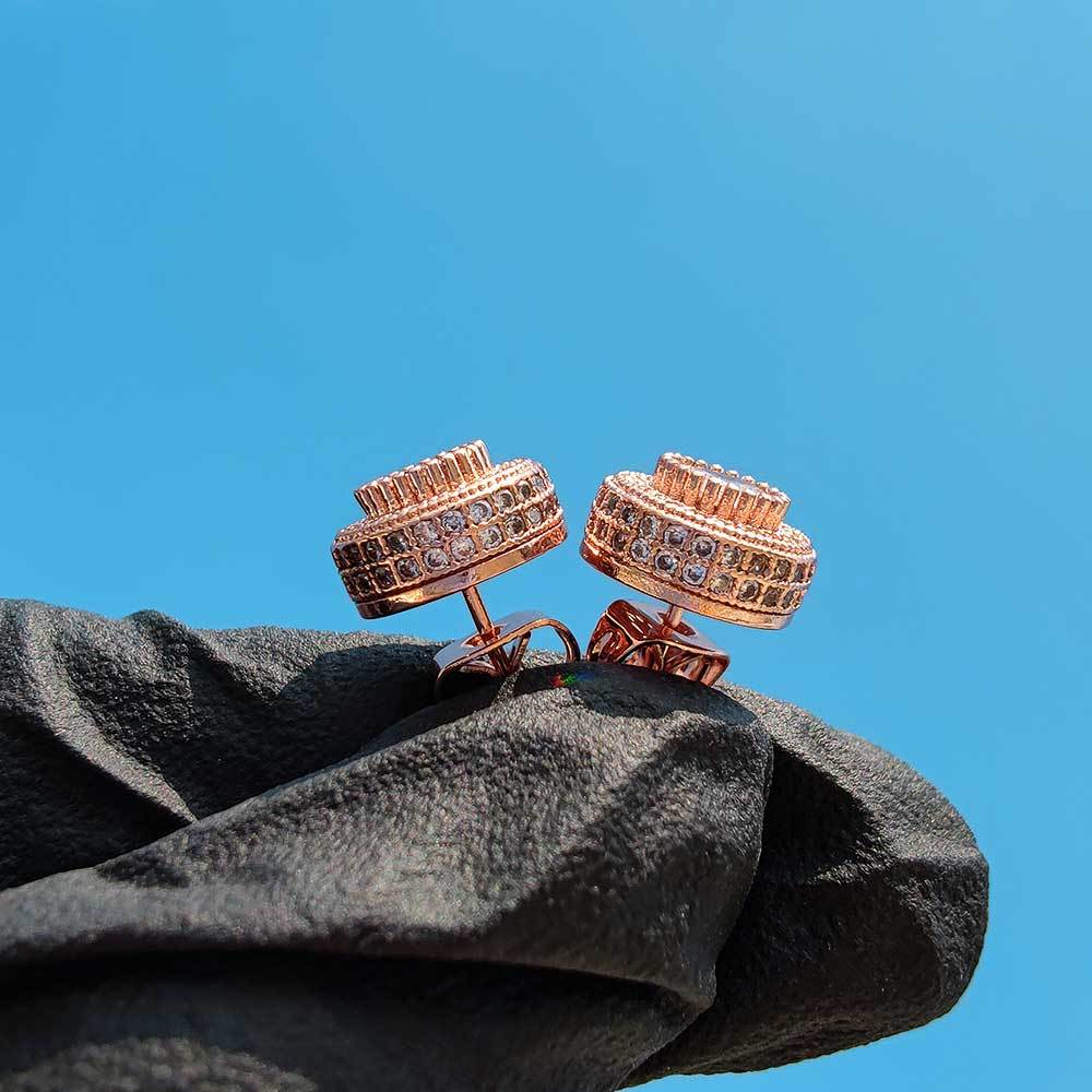 Hip Hop Micro Set Round Stud Earrings