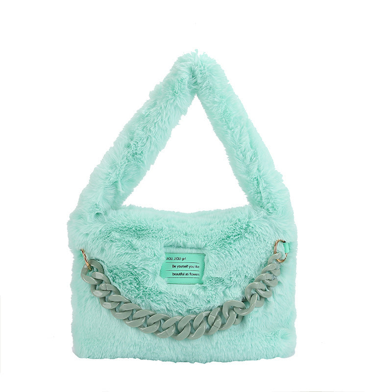 Ladies Plush Acrylic Chain Bag – Small & Large Sizes