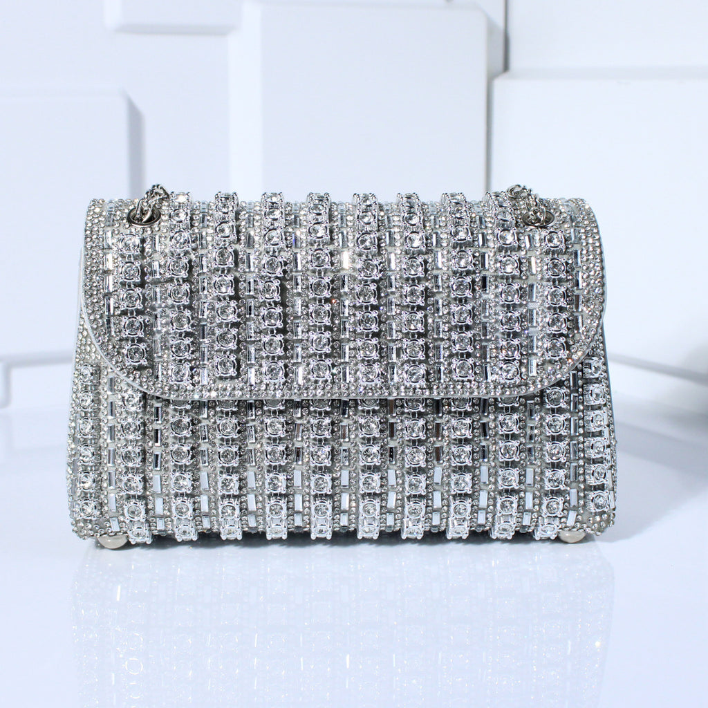 Fashion Diamond-Embedded Crossbody Dinner Bag with Hand Carrying
