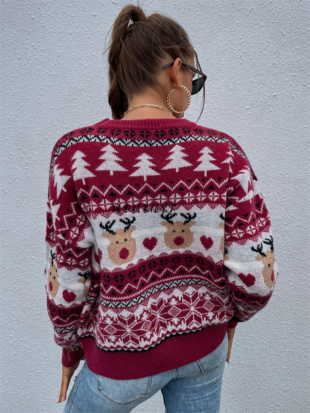 Pull rouge de Noël - Pull tricoté pour les fêtes d'hiver