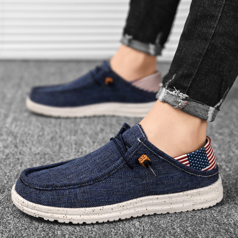 Men's Casual Canvas Shoes Mid Heel Black Blue Beige