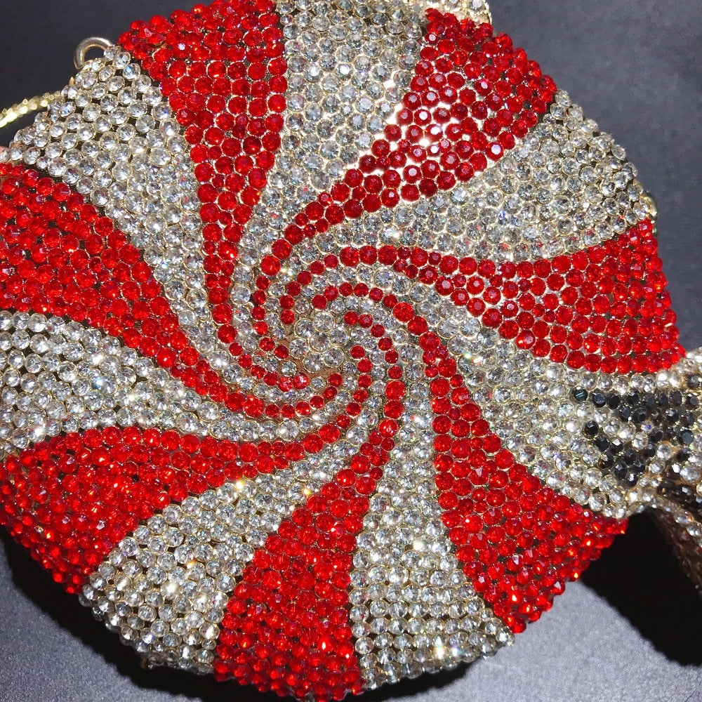 Women's Candy Shape Crystal Diamond Clutch with Chain Handle - 21cm