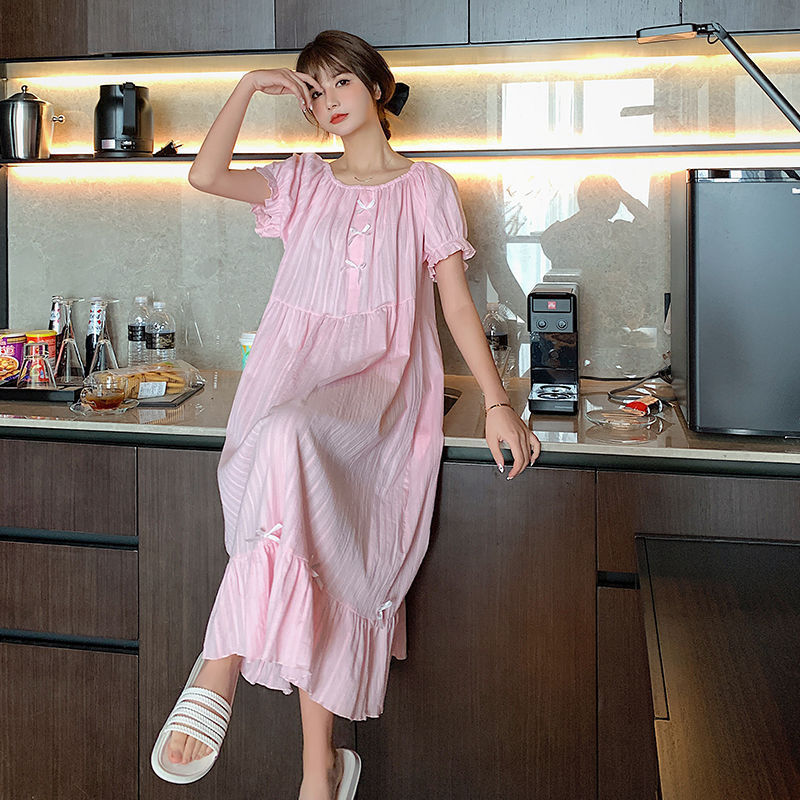 Sexy Summer Nightdress for Women in Princess Pink, White & Caramel, Sizes M-2XL