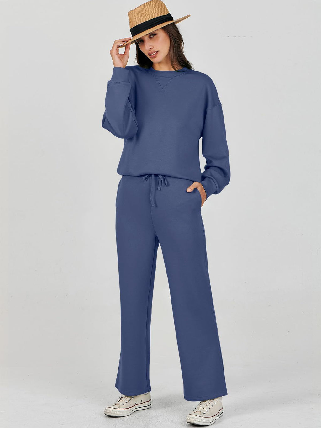 Ensemble de survêtement décontracté en polyester à manches longues pour femme