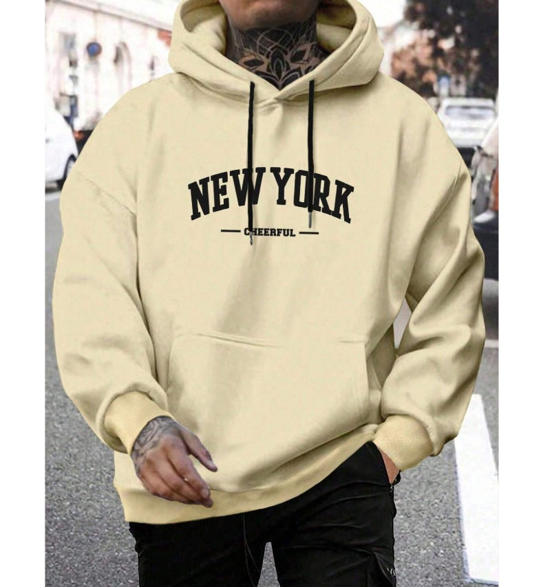 Men's Casual Retro Loose Hooded Pullover Sweater