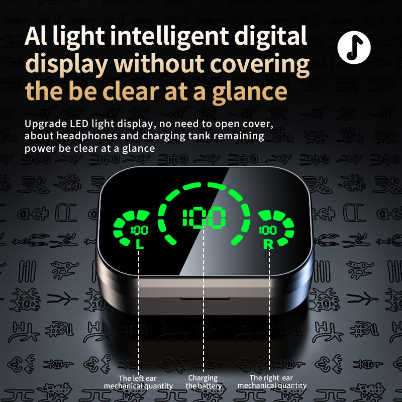 TWS Wireless Earbuds with Smart LED Display & Breathing Light Effect