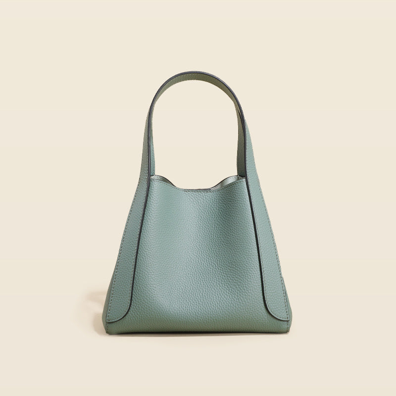 Sac seau en cuir de vachette première couche pour femme, portable pour les trajets quotidiens