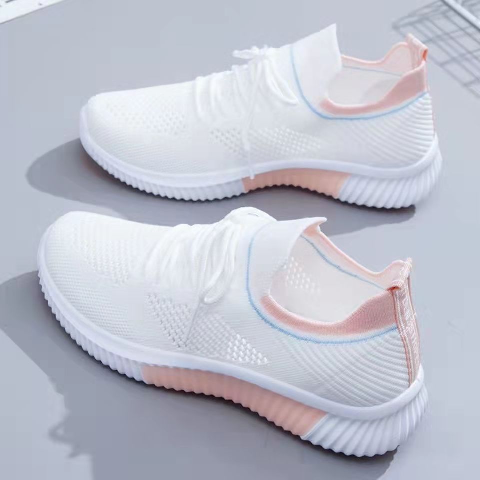 Chaussures basses blanches en mesh respirant Flyknit pour l'été