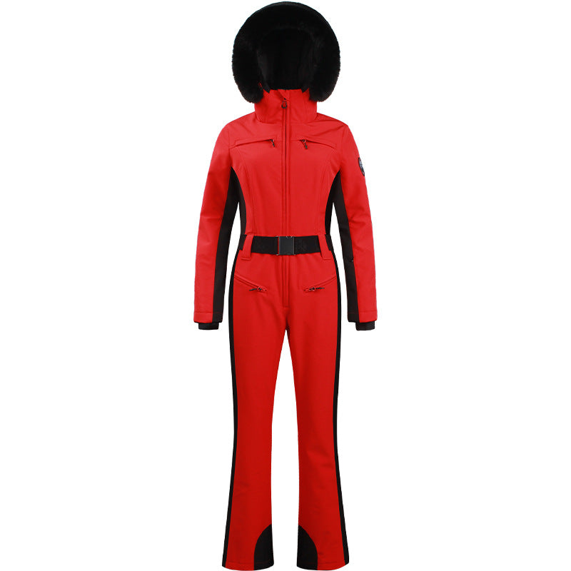 Combinaison de ski d'hiver professionnelle double couche thermique imperméable et ajustée
