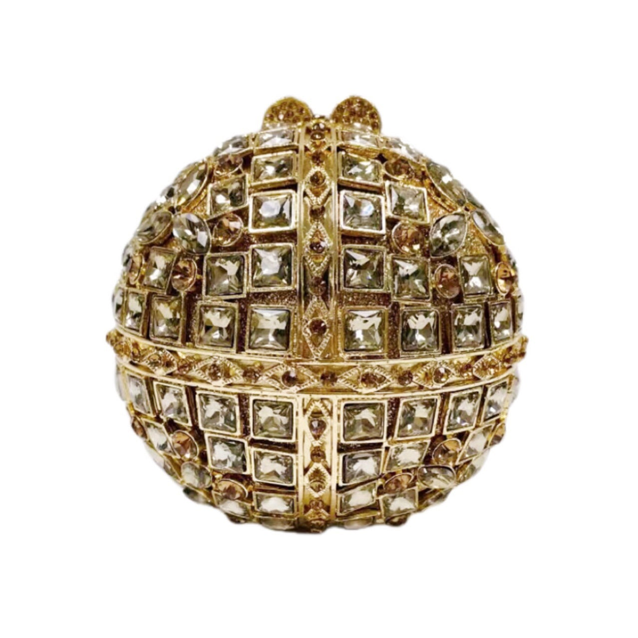Multicolored Glass Rhinestone Round Ball Clutch Bag with Empty Diamond 10.5cm
