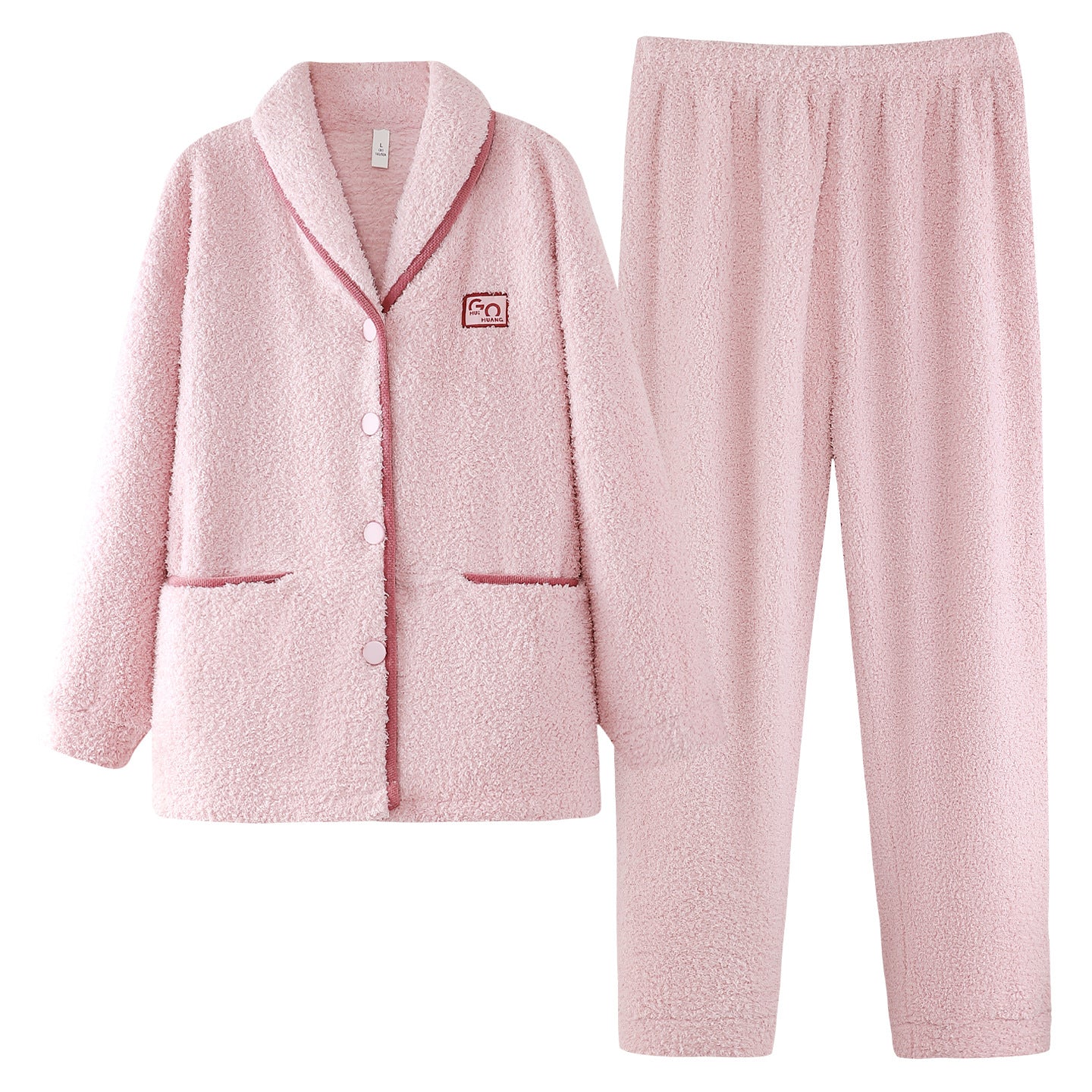 Ensemble pyjama de couple en flanelle épaisse et chaude à manches longues et polaire corail