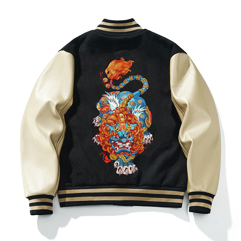 Veste brodée lourde pour hommes de style chinois, noire, tailles M-3XL